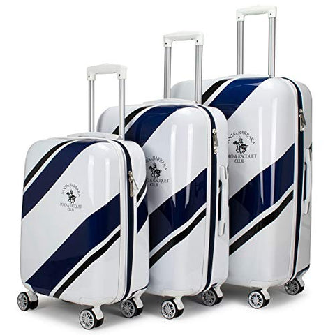 Santa Barbara Polo Racquet Club Ribbon Collection Expandable 3 Piece Luggage Set (Blue Ribbon)