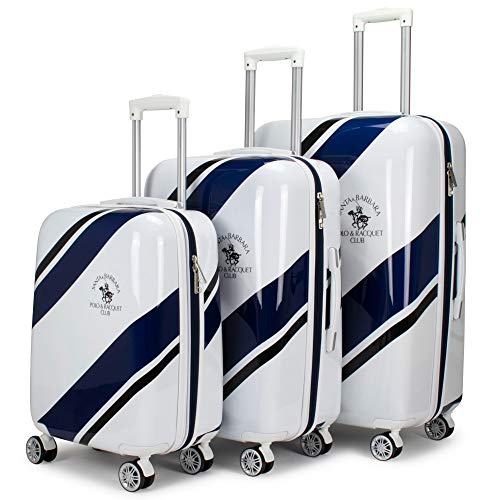 Santa Barbara Polo Racquet Club Ribbon Collection Expandable 3 Piece Luggage Set (Blue Ribbon)