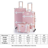 UNIWALKER Vintage Suitcase Embossed Pink Floral 3 Piece Luggage Set (Embossed pink)
