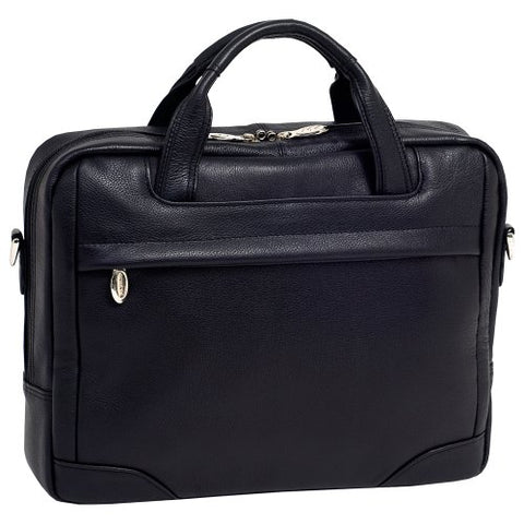 McKlein, S Series, Bridgeport, Pebble Grain Calfskin Leather, 15" Leather Large Laptop Briefcase, Black (15475)