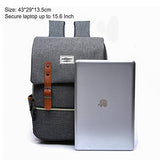 Vintage Laptop Backpack Canvas College Backpack School Bag Fits 15Inch Laptop By Puersit（Gray）