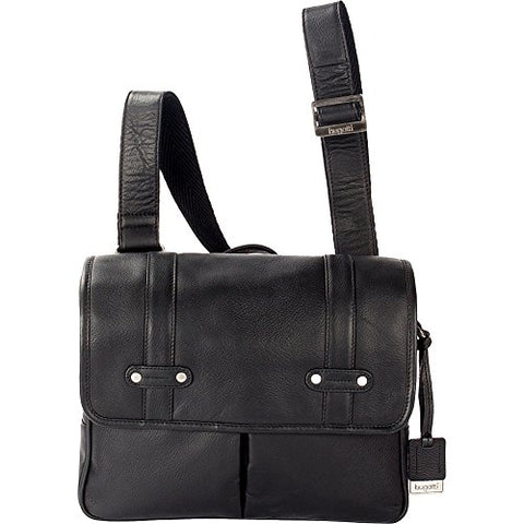 Bugatti Perreira Leather Messenger Bag (Black)