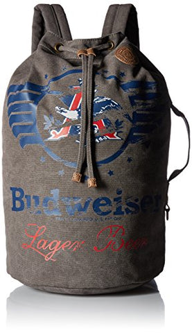 Budweiser by Buxton Men's Eagle Wings Drawstring Bucket Bag Accessory, grey,