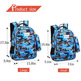 ABage Casual Backpack Set Water Resistant Hiking Travel Daypack Bookbag with Pencil Case, Blue