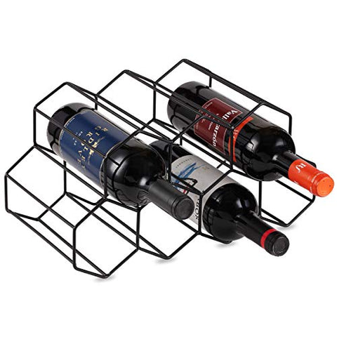 Buruis Metal Wine Rack,Countertop Wine Holder Stand Stack 7 Bottles, Space Saver, Free Standing