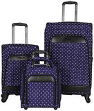 Kenneth Cole Reaction Dot Matrix 14" 600D Polka Dot Polyester 2-Wheel Underseater Carry-On, Navy