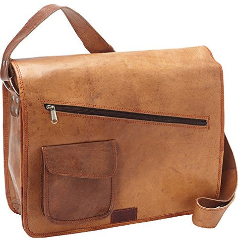 Sharo Leather Bags Computer Messenger Bag (Brown)