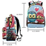 LORVIES Cute Owls Love Lightweight School Classic Backpack Travel Rucksack for Girls Women Kids Teens