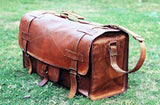 Cuero 20" Mens Retro Style Carry on Luggage Flap Duffel Leather Duffel Bag