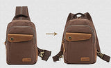 Men's Cotton Canvas Backpack Multi-functional Bag with Leather Fashion Shoulder Bag Chest Bag