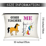 2 Pieces Teachers Gifts for Women, Unicorn Makeup Bags Appreciation Graduation Gifts for Teachers Personalized Cosmetic Cases Portable Storage Bag with Zipper (White,Other Teachers Me)