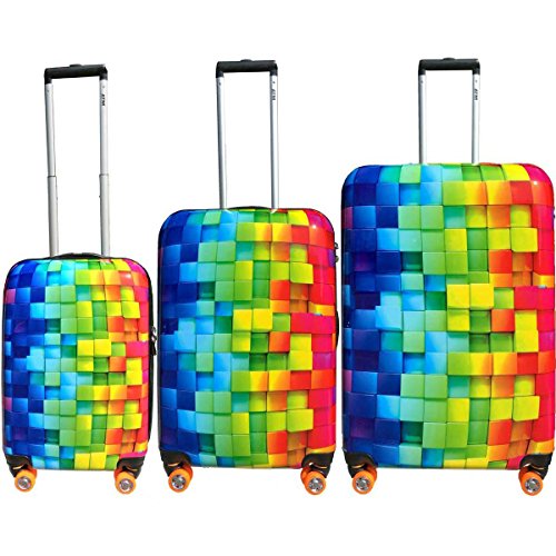 Atm Luggage 3-D Rainbow 3-Piece Hardside Spinner Luggage Set