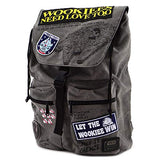 Loungefly Star Wars Wookie Patch 17.5 Height Backpack and Wallet Set (Dark Grey)