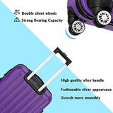 SSLine 3-in-1 Multifunctional Suitcase Luggage Set Large Capacity Traveling Storage ABS Expandable Spinner Hardside Suitcase Lightweight 4 Wheel Portable Travel Bag 20" / 24" / 28" Purple