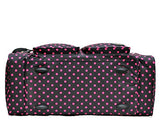 Lovely, Fashionable Polka Dots Duffle Bag/Gym Bag/Travel Bag Size 25" (Black/Pink Dots)