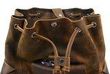 Vagabond Traveler Spacious Oil Tanned Cowhide Leather Backpack L26. Vintage Brown