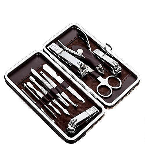 Tseoa Manicure, Pedicure Kit, Nail Clippers Set Of 12Pcs, Professional Grooming Kit, Nail Tools
