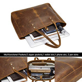 BRASS TACKS Leathercraft Full Crazy Horse Leather Handbag for Men and Women Business Shoulder Bag Vintage Brown Laptop Bag