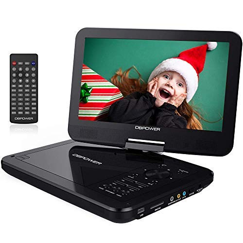 DBPOWER 10.5" Portable DVD Player with Rechargeable Battery, Swivel Screen, SD Card Slot and USB Port - Black
