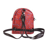 Damara Girls Mini Satchel Zipper Faux Leather Backpack,Red