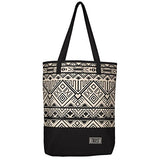 Black & White Geometric Canvas Tote Bag W/"Trust" Badge