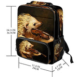 LORVIES Hedgehog Playing Violin School Bag for Student Bookbag Women Travel Backpack Casual Daypack Travel Hiking Camping