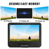 DR. J 12.5" Portable DVD CD Player 10.5" HD Swivel Screen with 5 Hours Rechargeable Battery, Region-Free Video Player with Remote Control and AV Cable Sync TV with Car Charger, Red Color in Stock