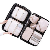 Belsmi 8 Set Packing Cubes Travel Bags - Waterproof Compression Travel Luggage Organizer With Shoes Bag (Beige)