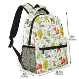 Casual Backpack,Summer Forest Cute Woodland Animals, Tre,Business Daypack Schoolbag For Men Women Teen
