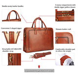 Banuce Womens Full Grains Leather Briefcase Business Satchel Bag for 14 Laptop Attache Case Brown