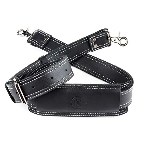Leather Adjustable Shoulder Strap - Genuine Cowhide Leather; for Messenger, Laptop, Camera,