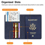 Fintie Passport Holder Travel Wallet RFID Blocking PU Leather Card Case Cover, Denim Indigo/Brown