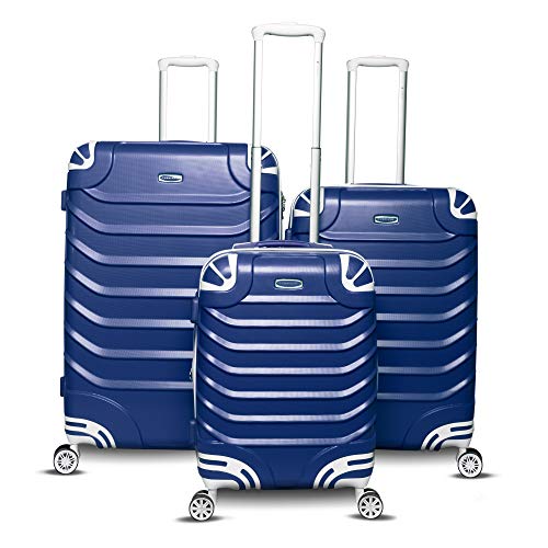 Gabbiano Aspire Collection 3-Piece Hardside Spinner Luggage Set (Blue)