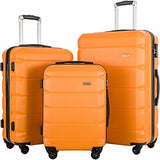 FLIEKS Luggages 3 Piece Luggage Set Spinner Suitcase (Orange)