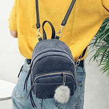 Creazrise Women Fashion School Bags Mini Thicken Corduroy Backpacks (Gray)