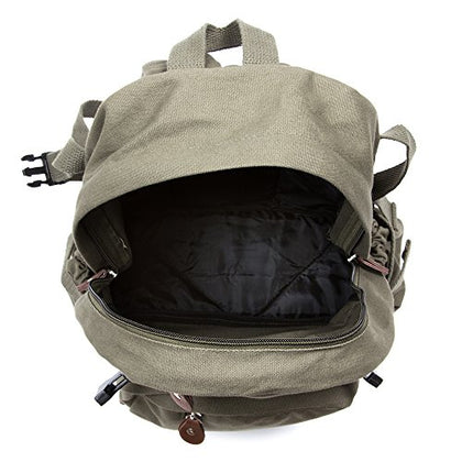 World War 2 Military Jeep Star Army Sport Heavyweight Canvas Backpack Bag in Olive & Black, Large