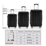 Fochier 3 Piece Expandable Spinner Luggage Set Lightweight Suitcase