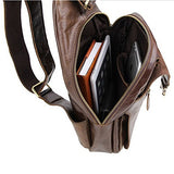 Sealinf Men'S Leather Outdoor Chest Cross Body Bag Fanny Backpack (Deep Brown)