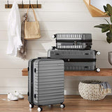 AmazonBasics Premium Hardside Spinner Luggage with Built-In TSA Lock - 24-Inch, Grey