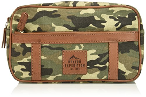 Buxton Men's Expedition Ii Huntington Gear Double Zip Canvas Travel Kit, Camo
