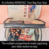 Ellis James Designs Large Travel Makeup Bag for Women - Black Make Up Bag for Women - Travel Cosmetic Bag - Makeup Case Gifts for Women, Makeup Organizer Bag, Travel Toiletry Bag for Women