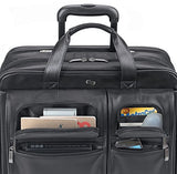 Solo Franklin Premium Leather 15.6 Inch Rolling Laptop Case, Black