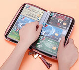 BOBILIKE Genuine Leather Credit Card Holder Case Zip Around Wallet Purse for Women Pink