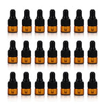 ELFENSTALL Simple-e - 50pcs 1ml (1/4 Dram) Amber Mini Glass Bottle 1cc Amber Sample Vial Small Essential Oil Bottle with Glass Eye Dropper + 1pc Glass Clean Cloth + 1pc 1ml Dropper