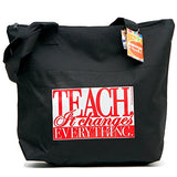 Teacher Peach "It Changes Everything" Teacher Tote Bag - Large Shoulder Bag With Zipper Closure -