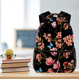 LORVIES Butterflies Tropical Japanese Flowers Magnolia Flowers Backpacks for Traveling Hiking Shopping