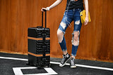 Lightweight Aluminum Frame Hardside Fashion Luggage with Detachable Spinner Wheels 28 Inch Black