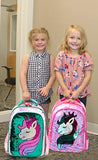 Girls Backpack Set for School with Lunch Bag Magic Unicorn Reversible Sequin Bookbag for Elementary Preschool Backpacks