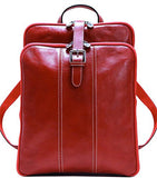 Venezia Leather Knapsack Backpack Satchel in Red