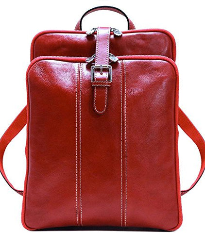 Venezia Leather Knapsack Backpack Satchel in Red